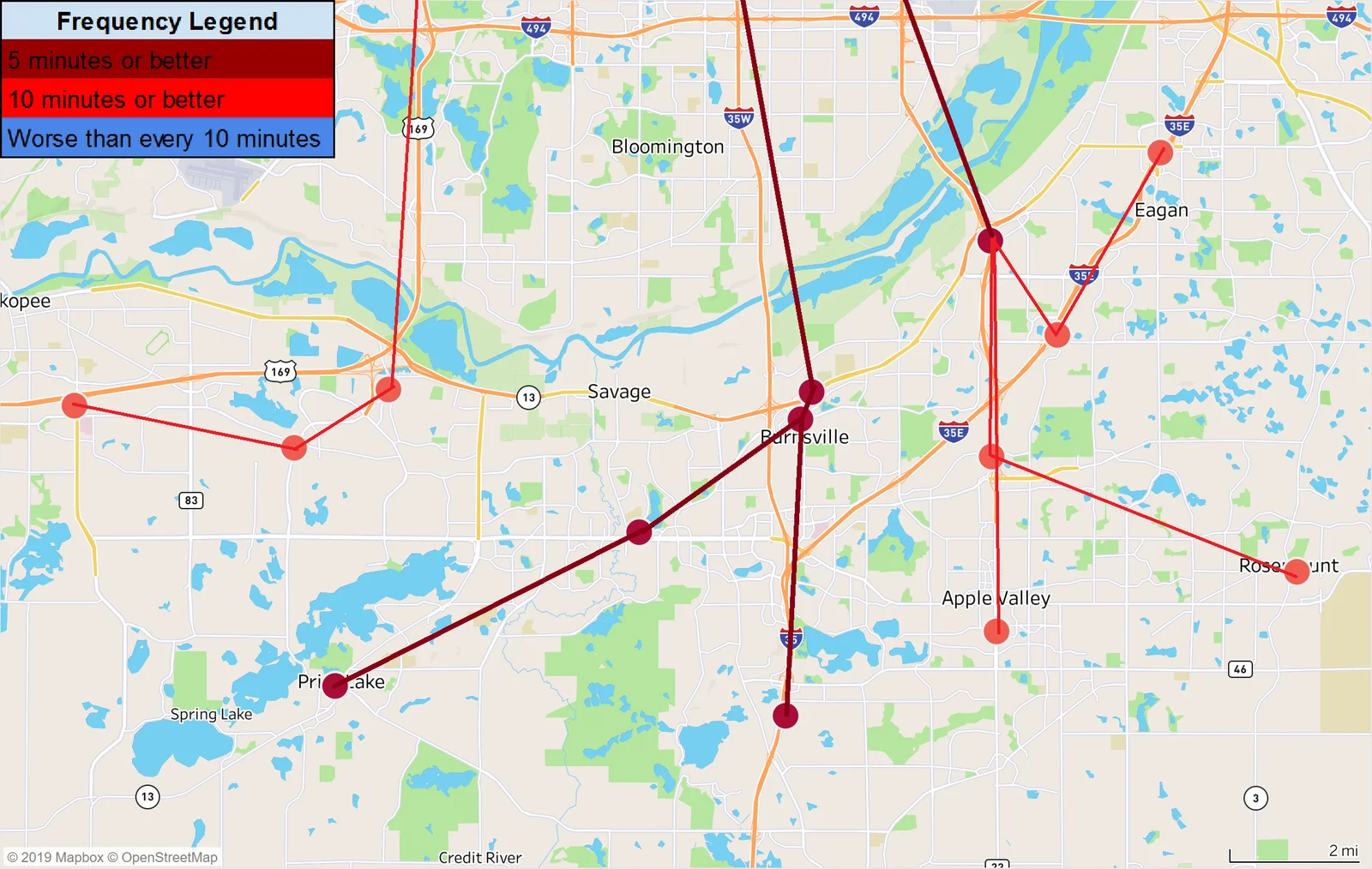 My proposed express bus system. Notice how much more clean and understandable this new system is!