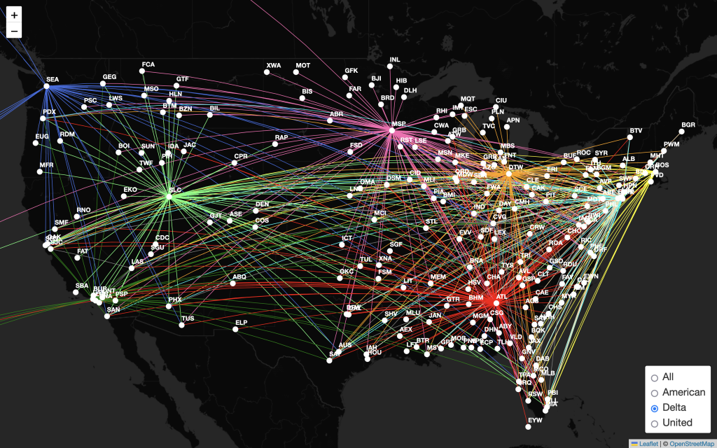 Visualizing Airline Routes and Hubs